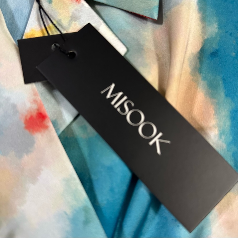 NWT Misook Watercolor Side Tie Crepe Tailored Jacket Size XL - Picture 6 of 9
